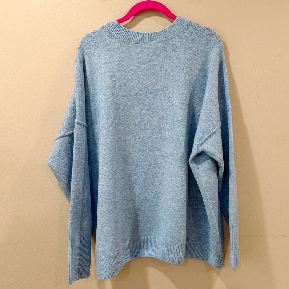 New CeCe Baby It’s Cold Outside Soft Winter Sweater Top Pullover Blue Women L - Picture 3 of 5